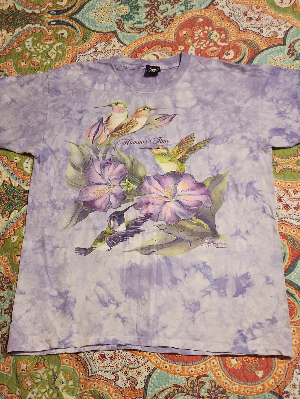 Vintage Polar Graphics USA Fredericksburg TX Wildseed Farm Hummingbird Tee Sz XL